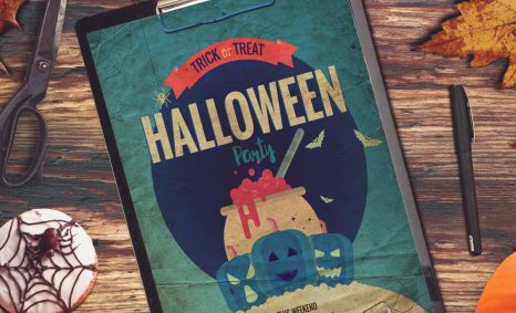 Free PSD Download Halloween Poster Mockup