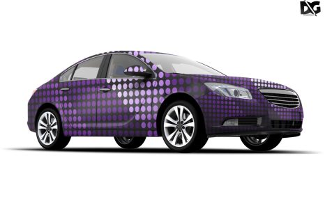 Free Mock-up Purple Sedan Car Wrap