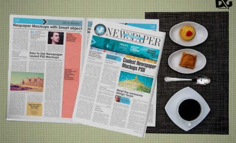 Free PSD Newspaper Snacks Coffee Mockup