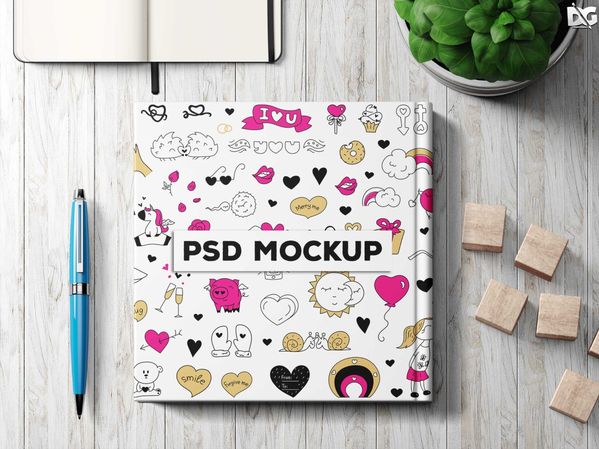 Free PSD Pencil Book Cover Design Mockup