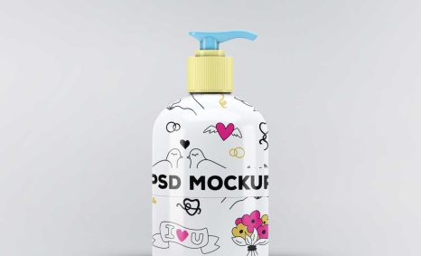 Free Shampoo Spray Bottle Label PSD Mockup