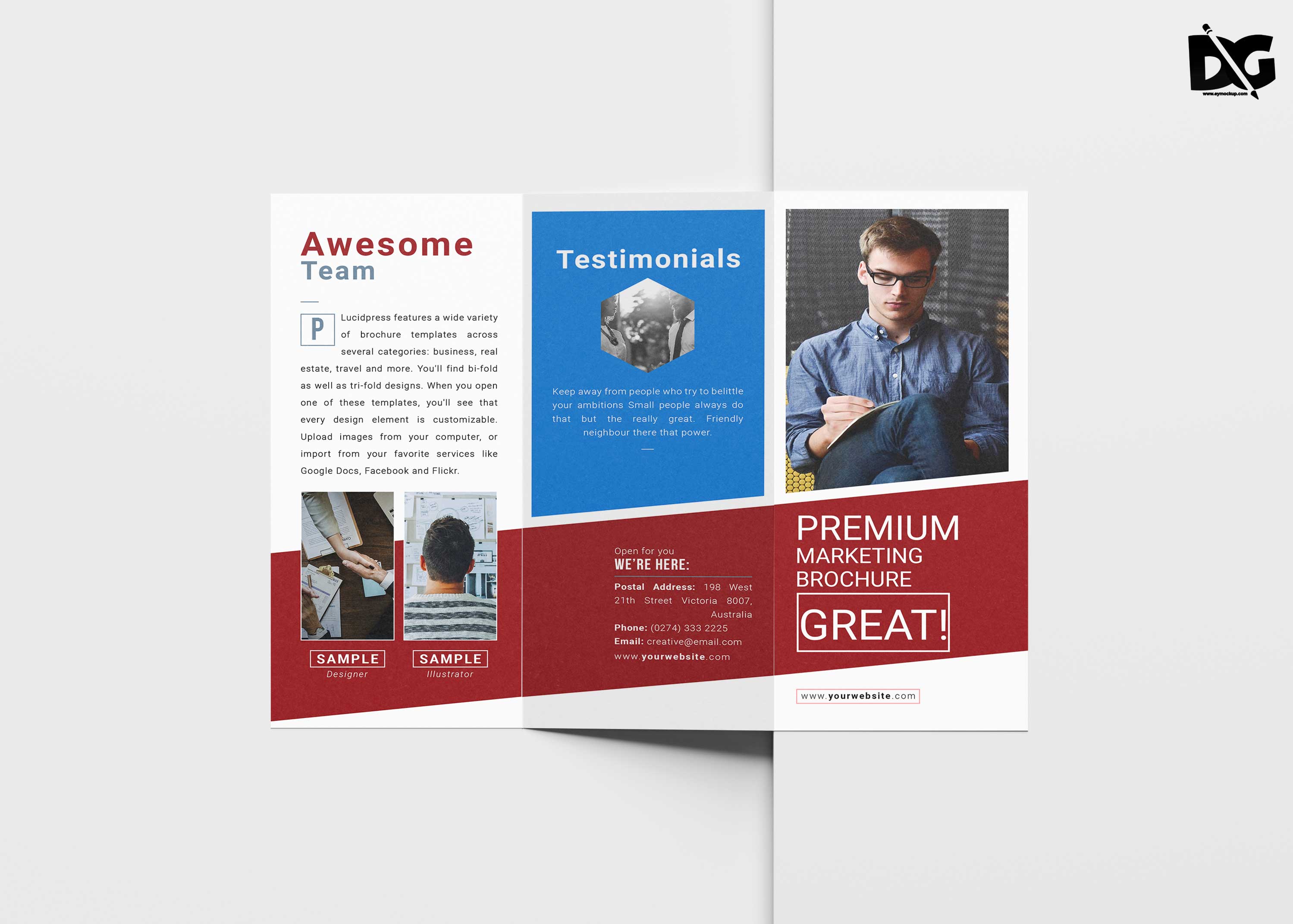 Free Creative Tri-Fold Brochure Templates - PSD Freebies Mockup For Google Docs Travel Brochure Template