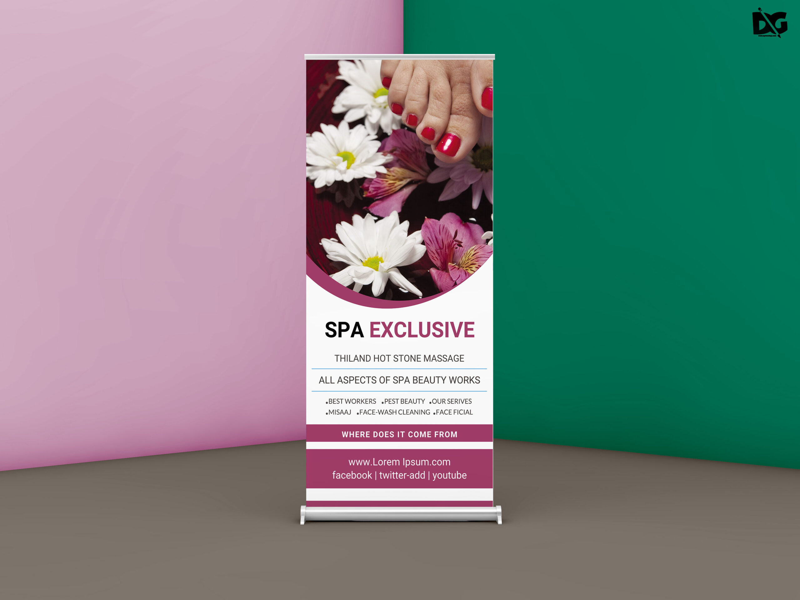 Free Beautiful Spa Care Roll up PSD Template