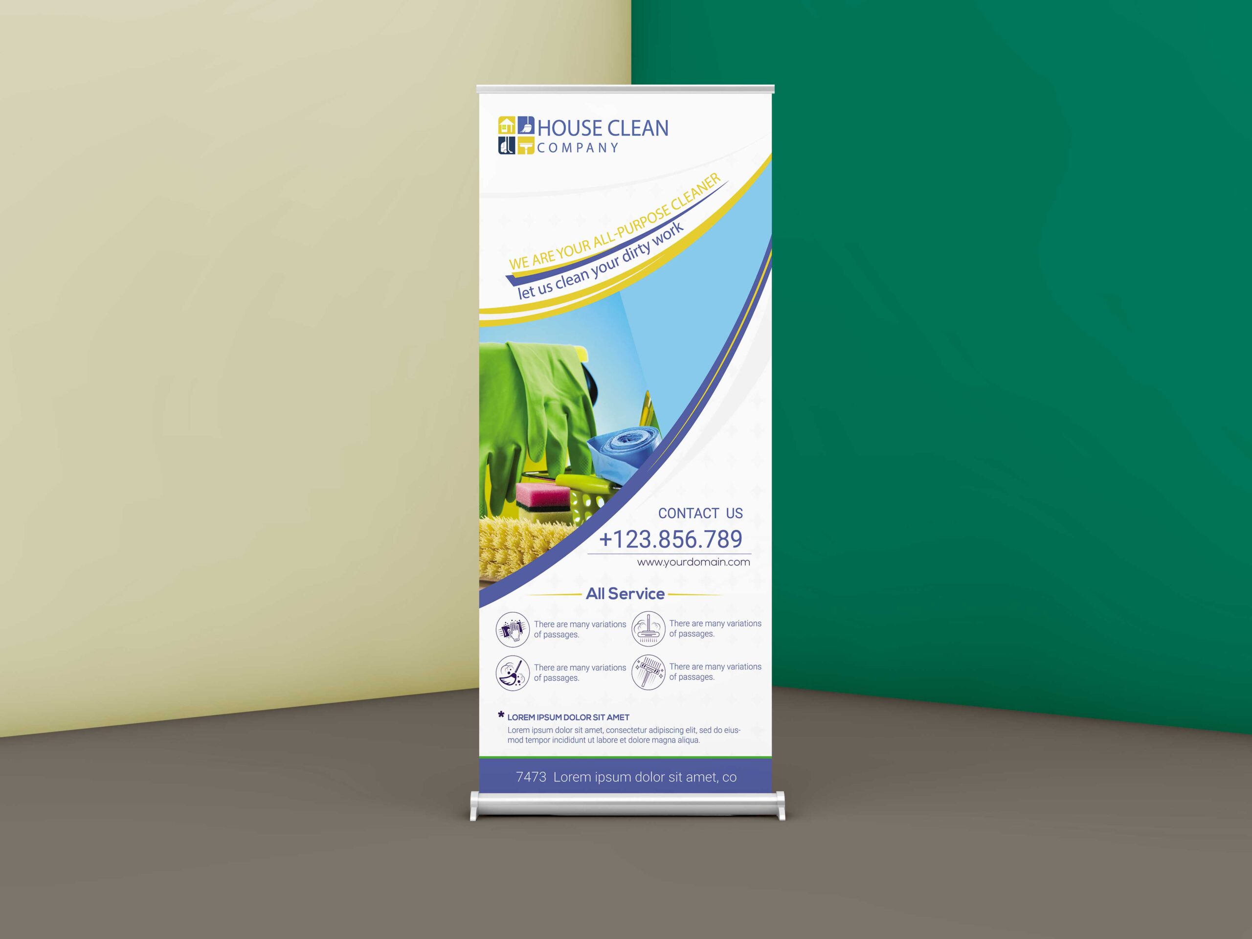 Free Cleaning Company Roll up Banner Template