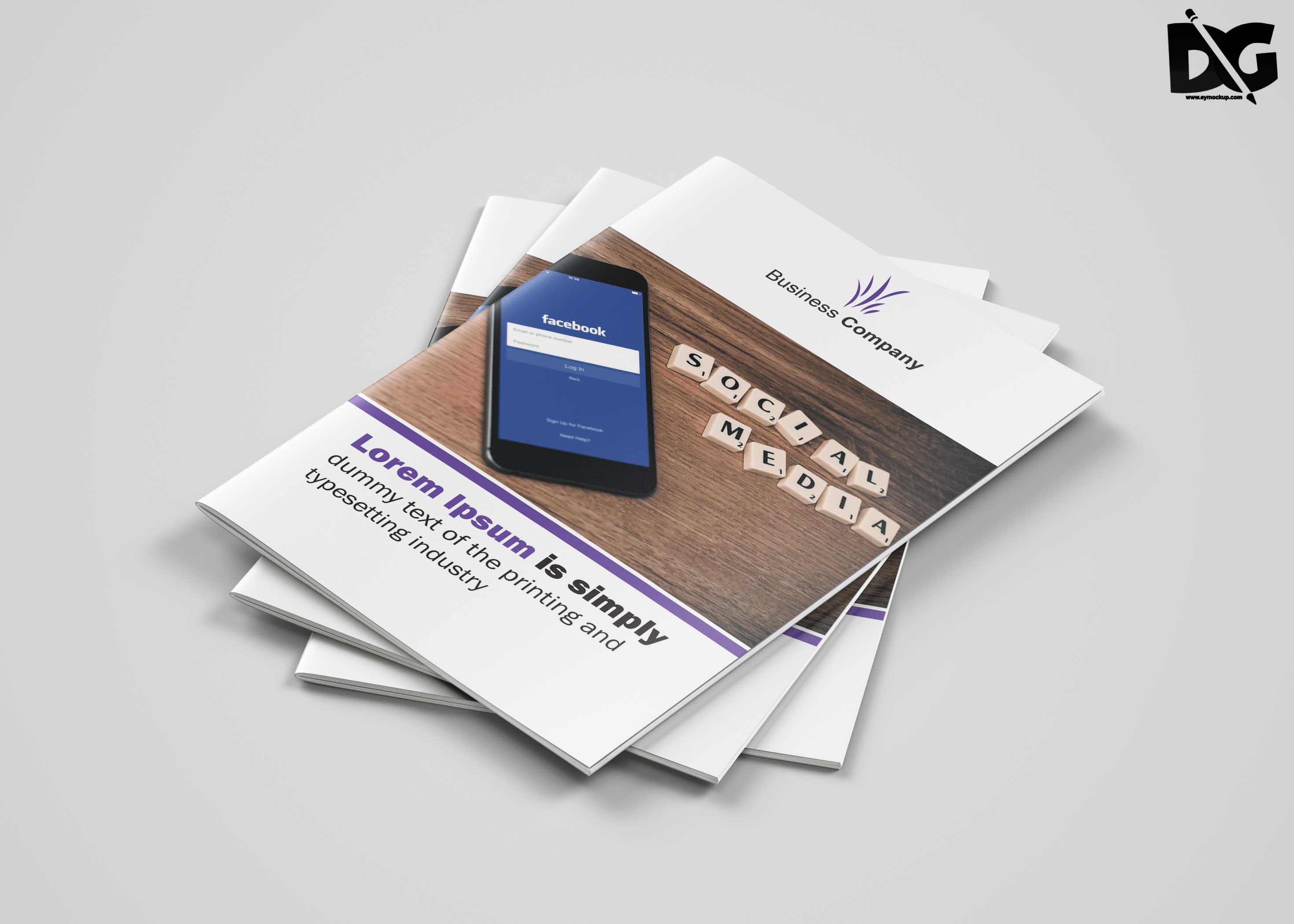 Free Download Bi-Fold Social Media Company Brochure Template
