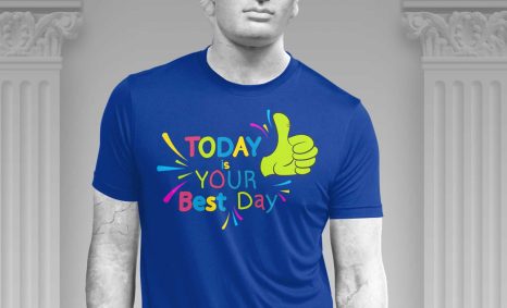 Free Download Blue T-shirt Design PSD Mockup