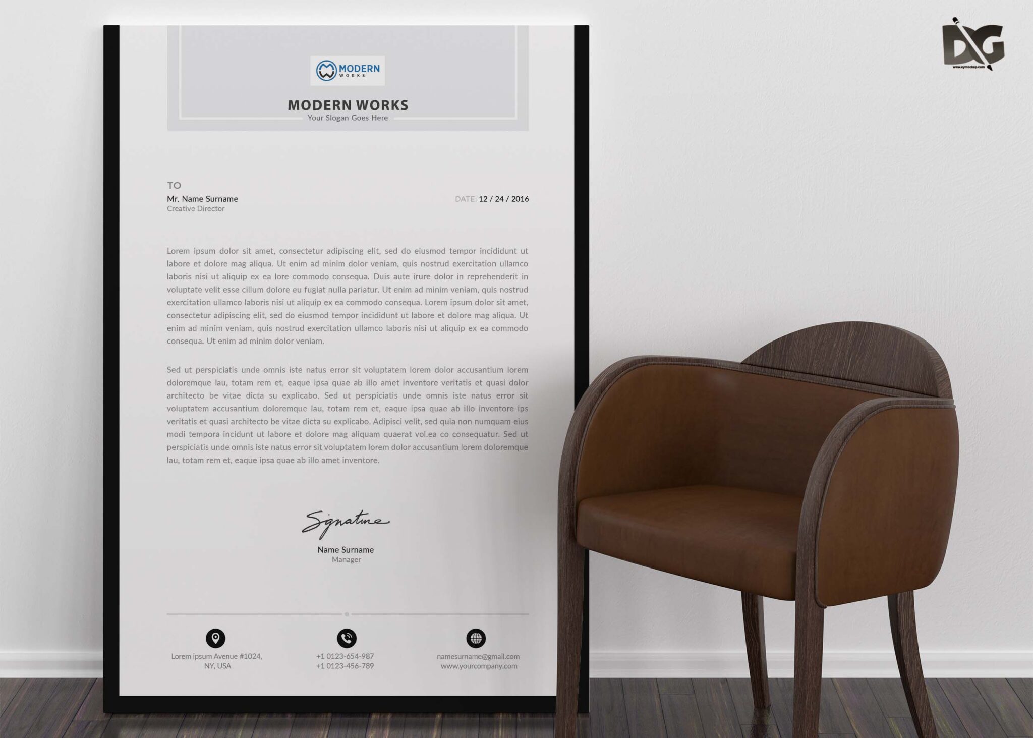 Free Download Business LetterHead PSD Template