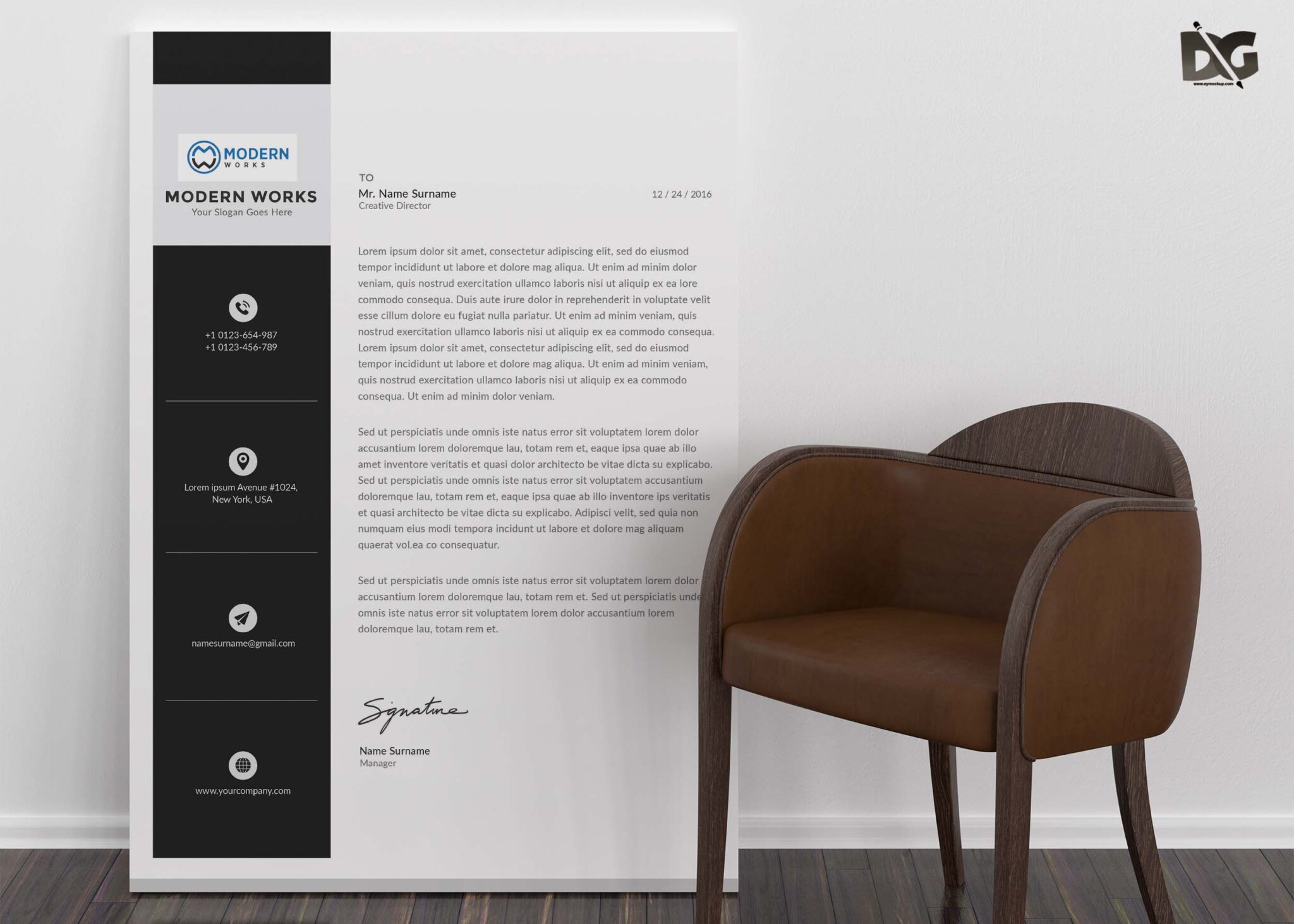 Free Download Corporate LetterHead PSD Template