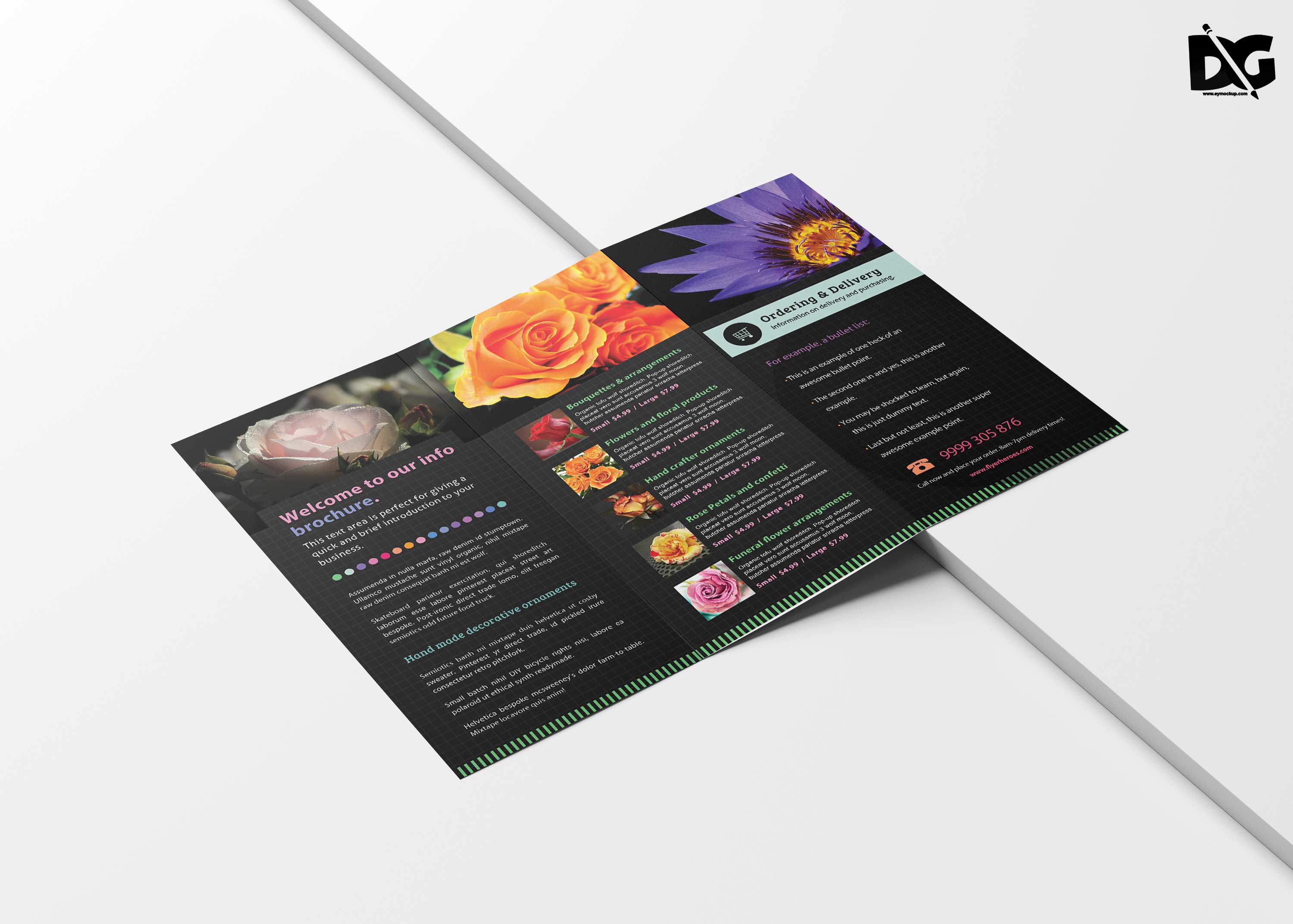 Free Download PSD Flower Shop Brochure Templates