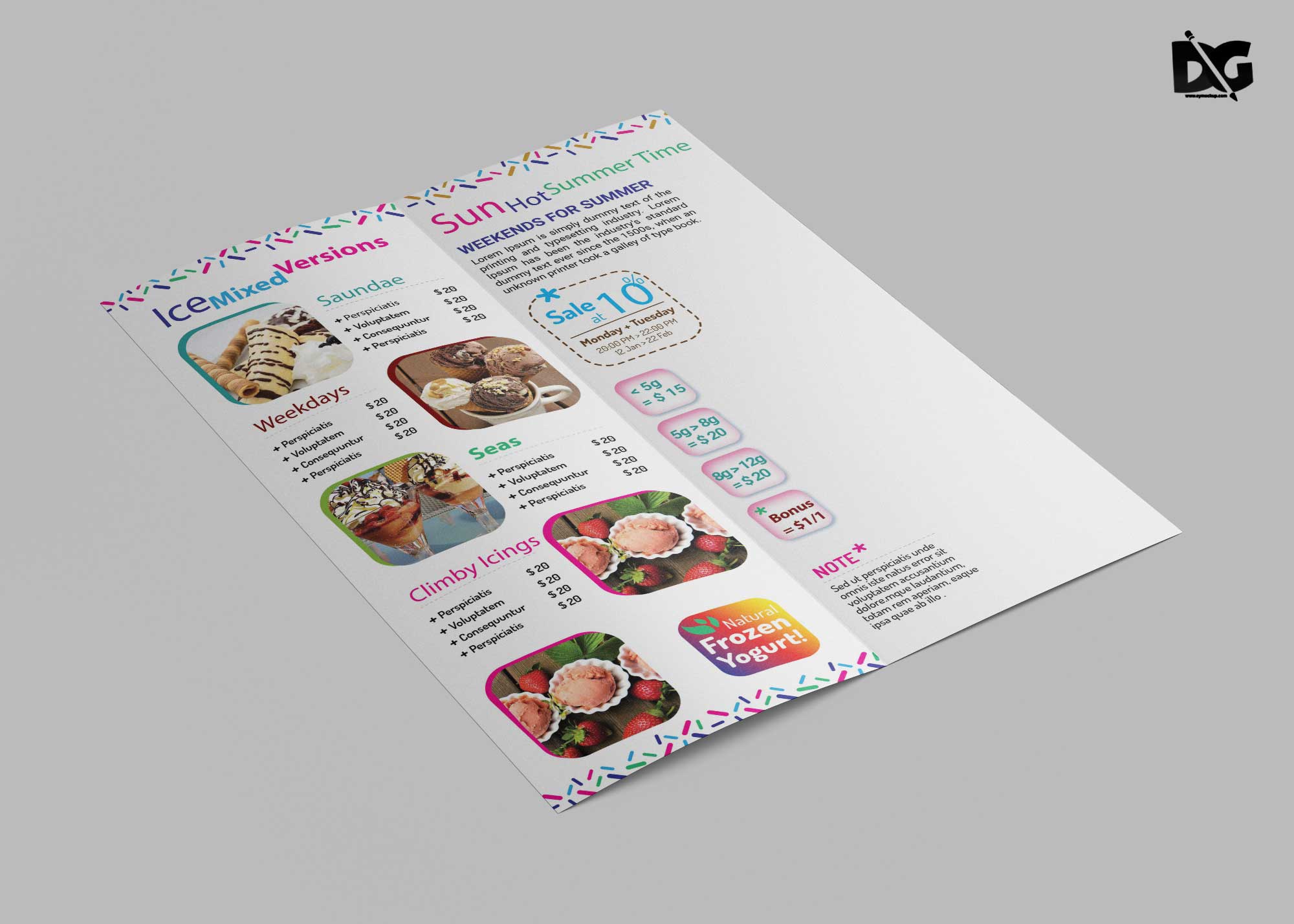 Free Download PSD Ice Cream DL Brochure Template