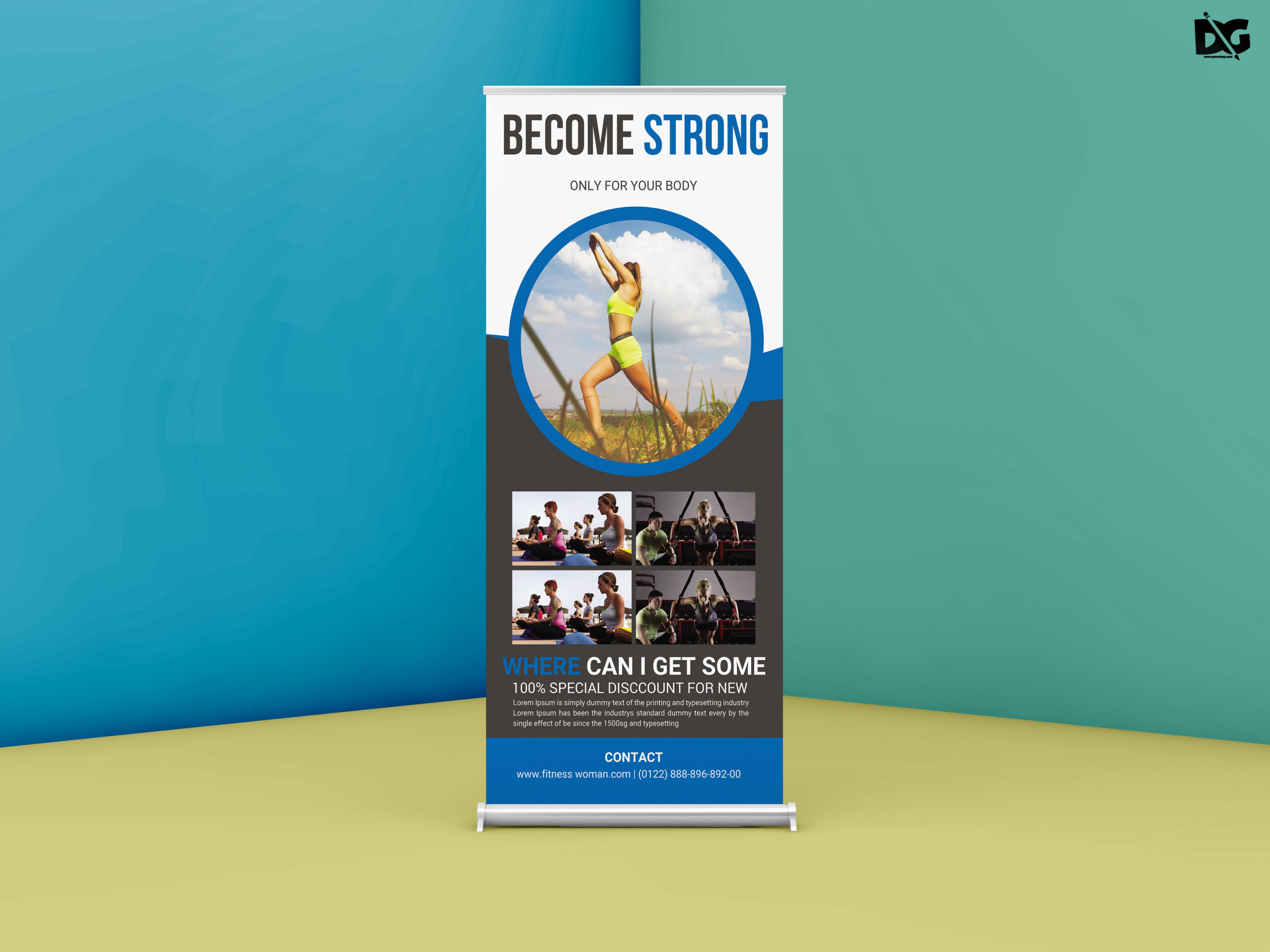 Free Gym Roll up PSD Banner Template