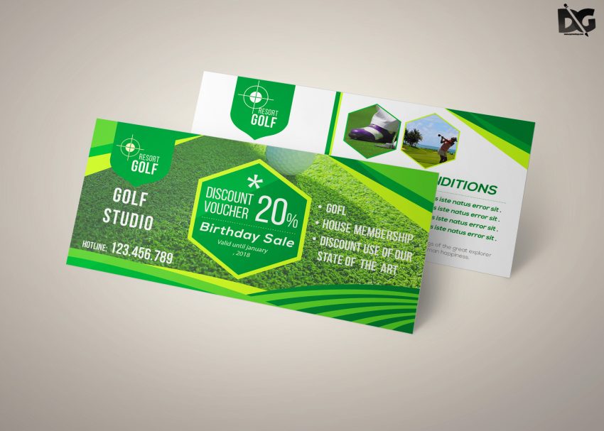 Free PSD Golf Studio Gift Card Template