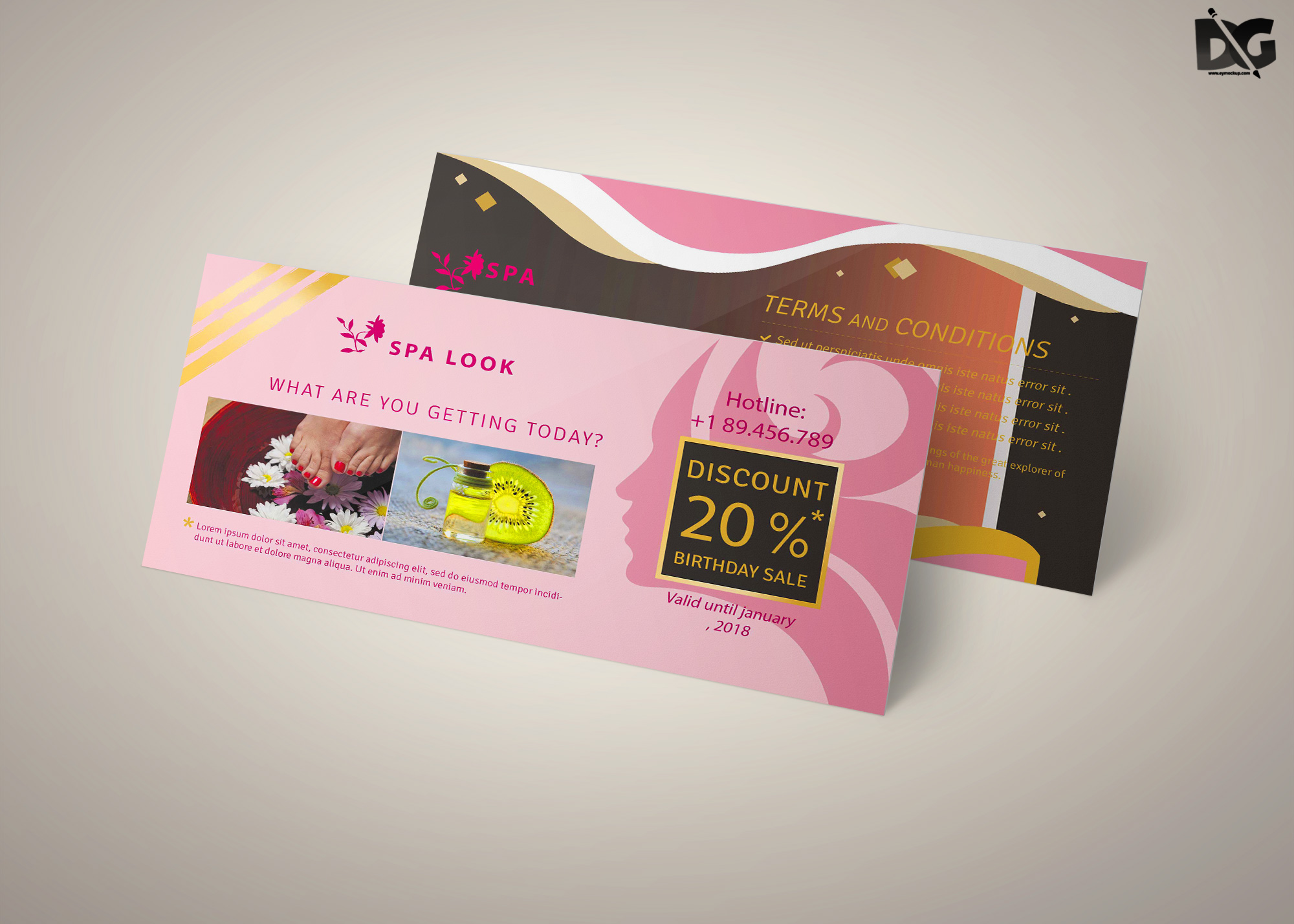 Free PSD Spa Lounge Gift Card Template