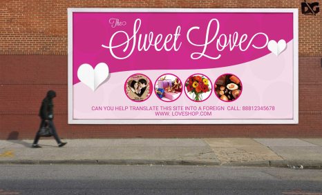 Free Sweet Love Billboard Design PSD Template