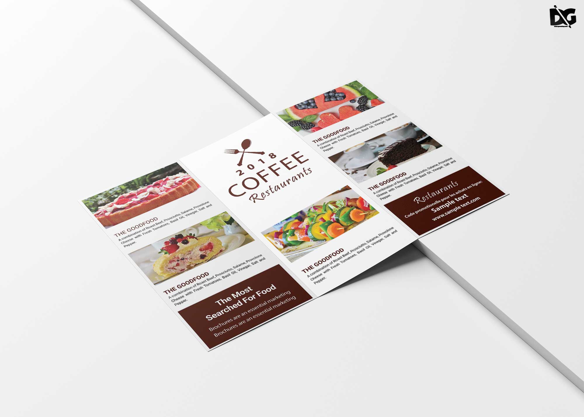 Free Cafe Coffee Tri-Fold Brochure PSD Template