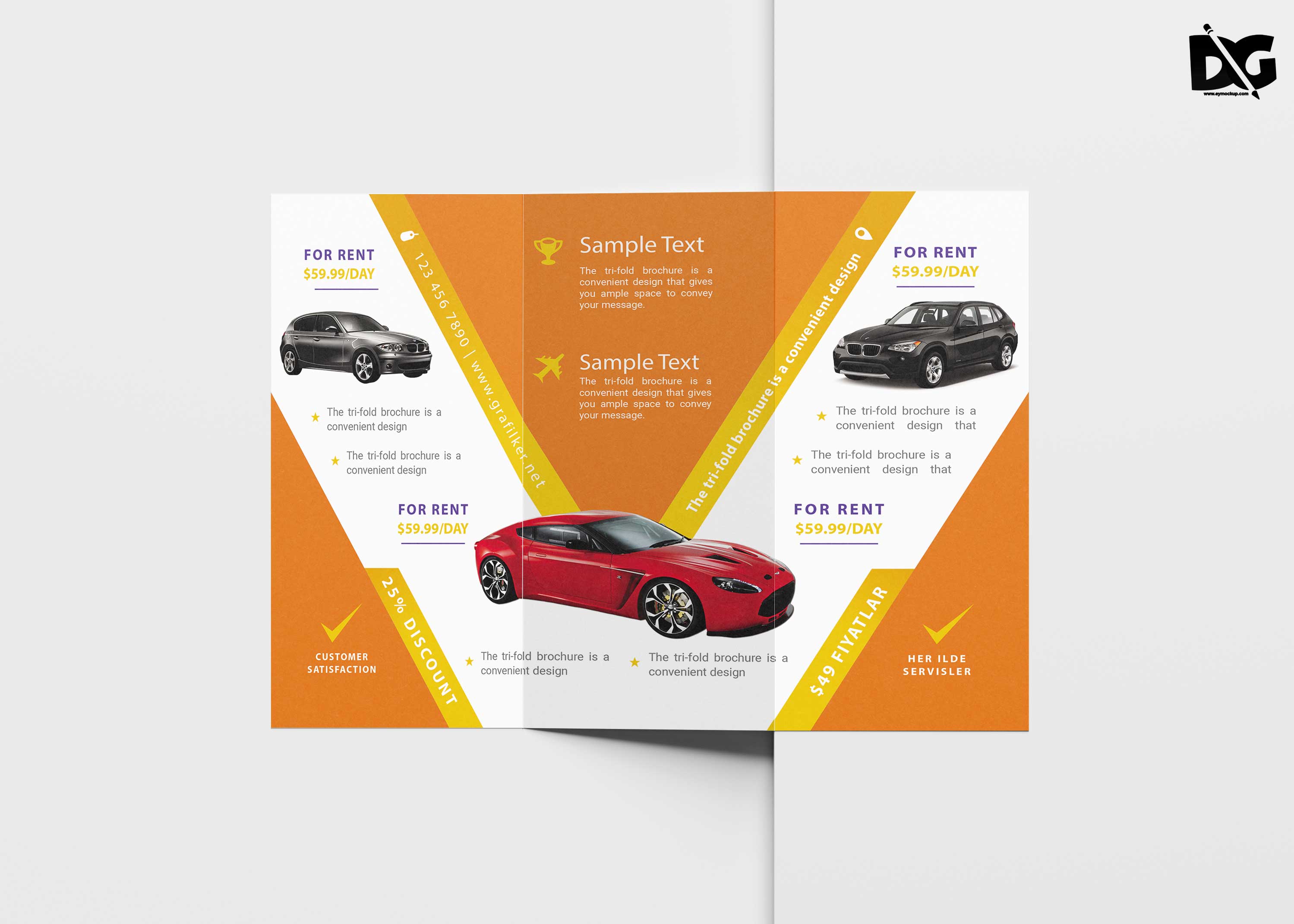 Free Rent a Car Tri-Fold Brochure Templates