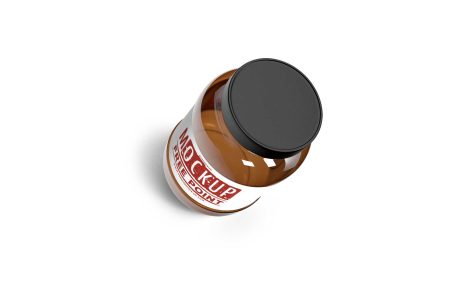 Free Tilted Jar Label PSD Mockup