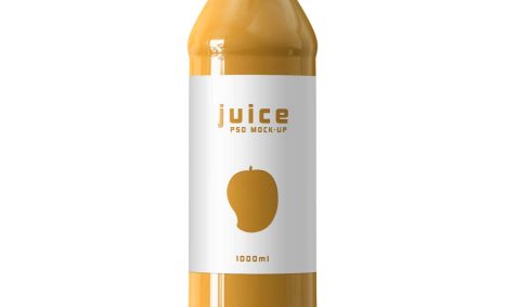 Free Mango Juice Plastic Bottle Label PSD Mockup