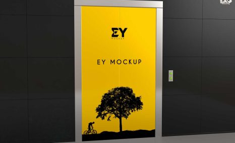 Elevator With Closed Doors Logo Mockup