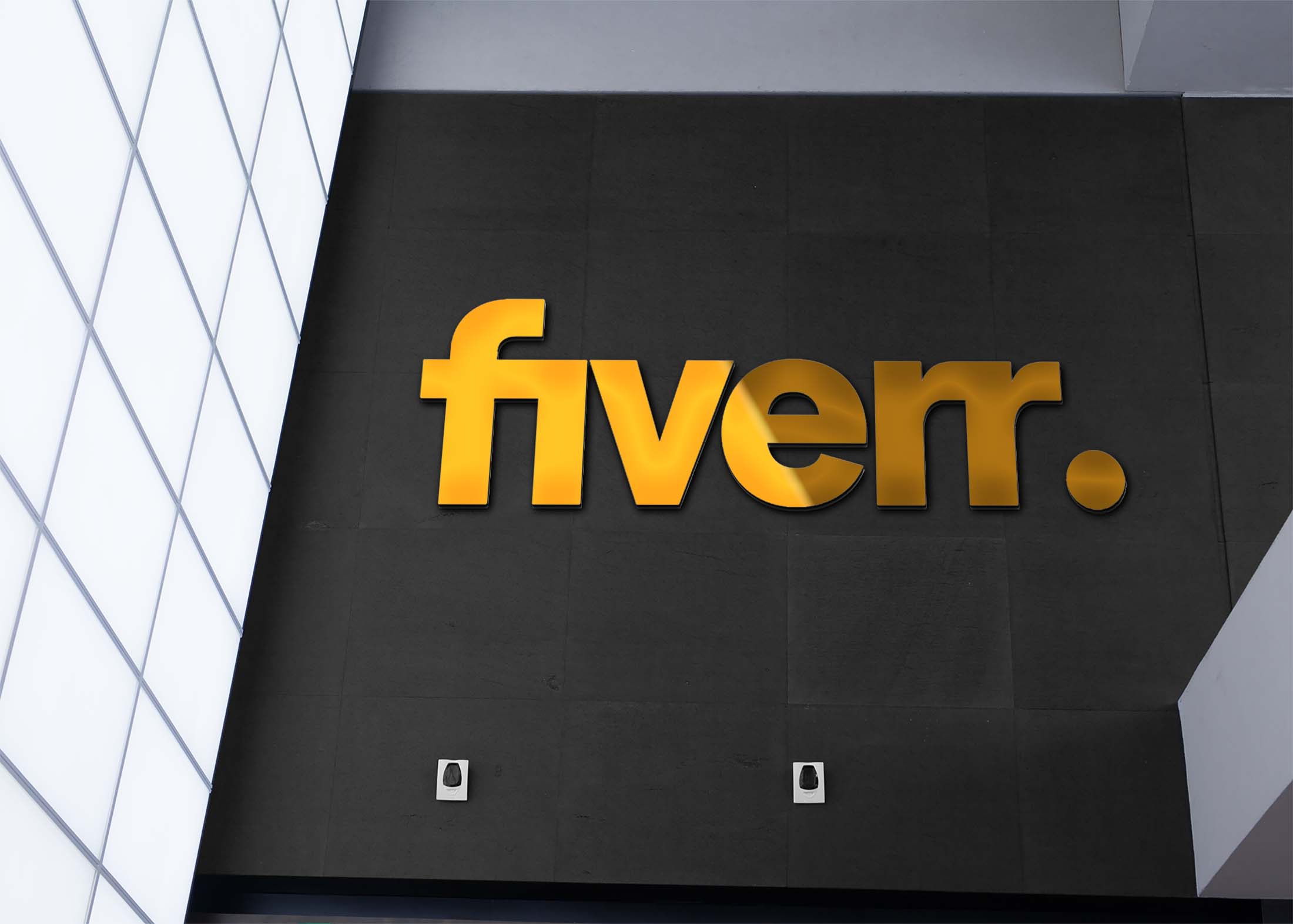 Fiverr Wall Golden Logo Mockup
