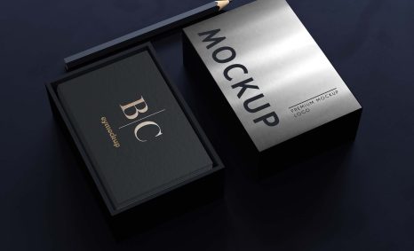 Free Business Card Mockup With Box