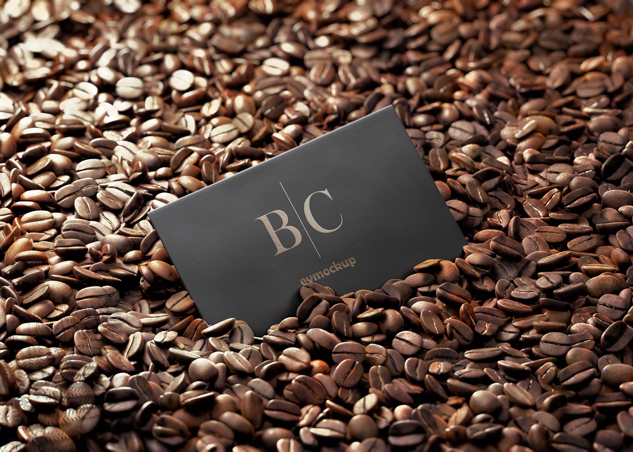 Free Business Card Mockup With Coffee Beans