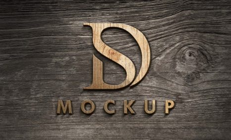 Dark Wooden 3D Logo Mockup
