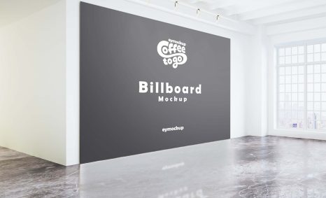 Free Indoor Office Billboard Mockup