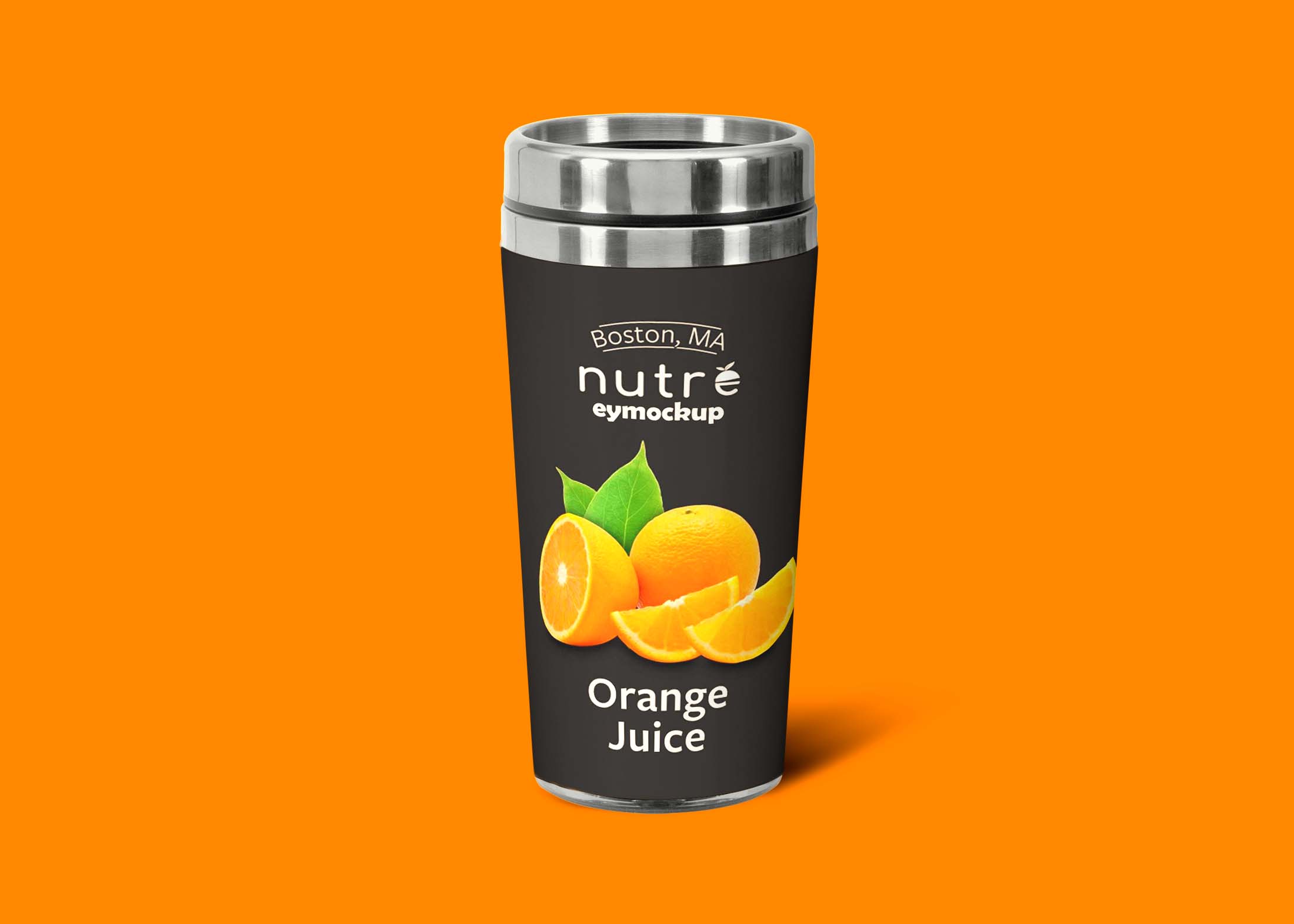 Free Orange Juice Sipper PSD Mockup