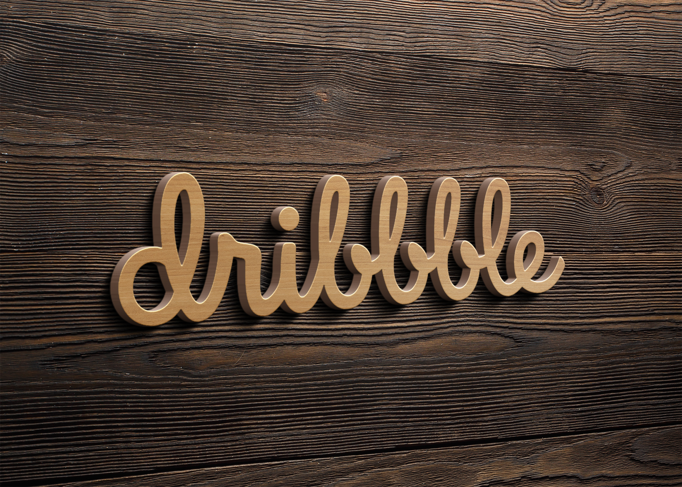 Dribbble Wooden Logo Mockup
