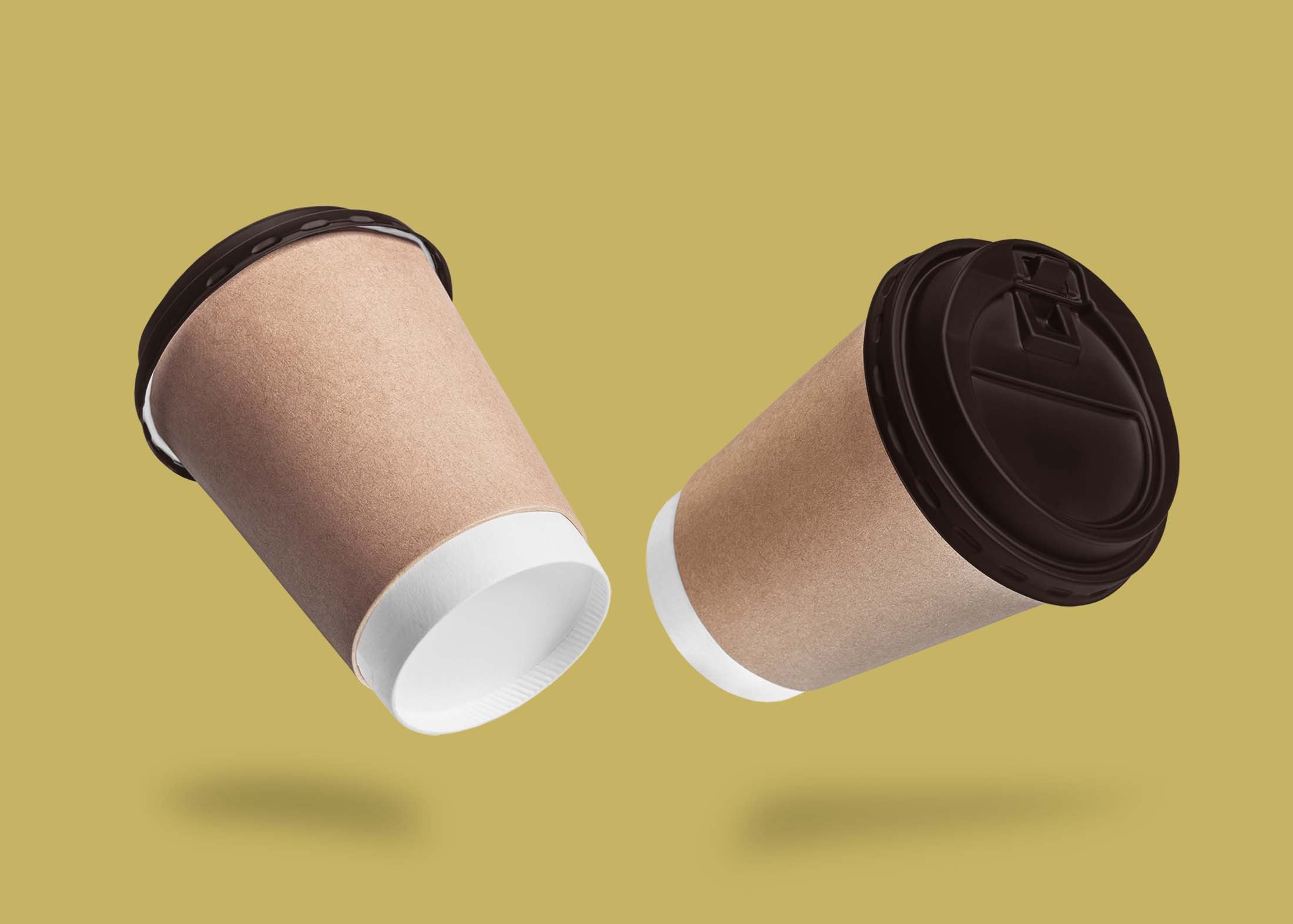 Free Flying Paper Cup Mockup