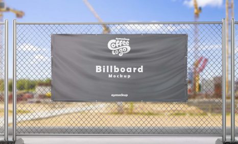 Free Metal Net Hanging Billboard Mockup