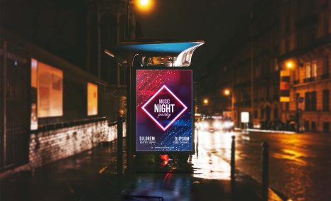 Free Night Road Side Poster Mockup