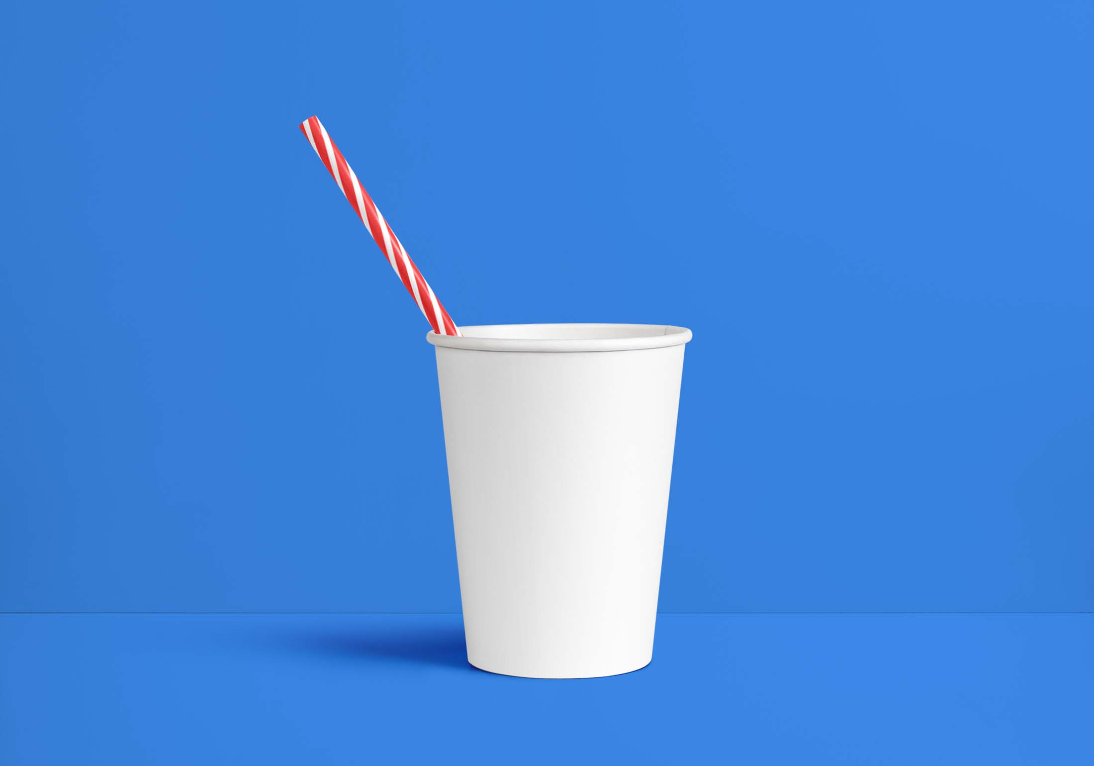 Free Paper Cup Mockup With Straw