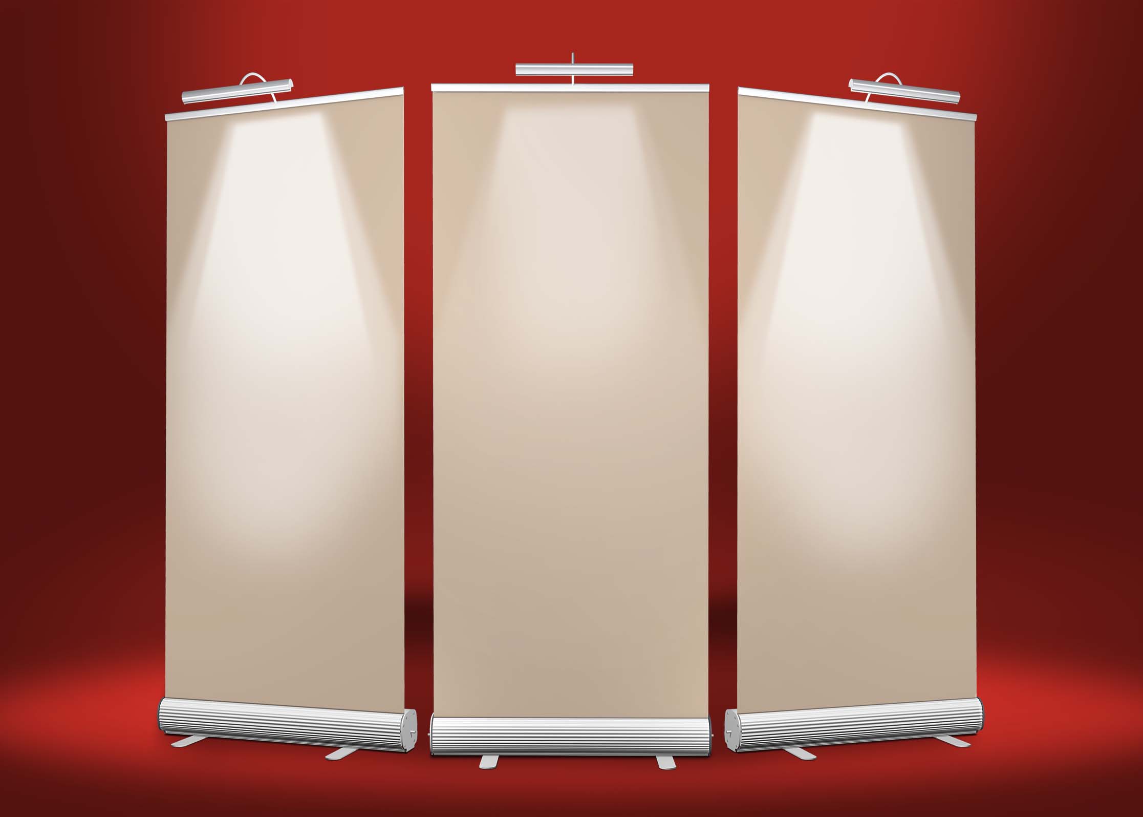 Free Roll-up Banner Mockup With Lights