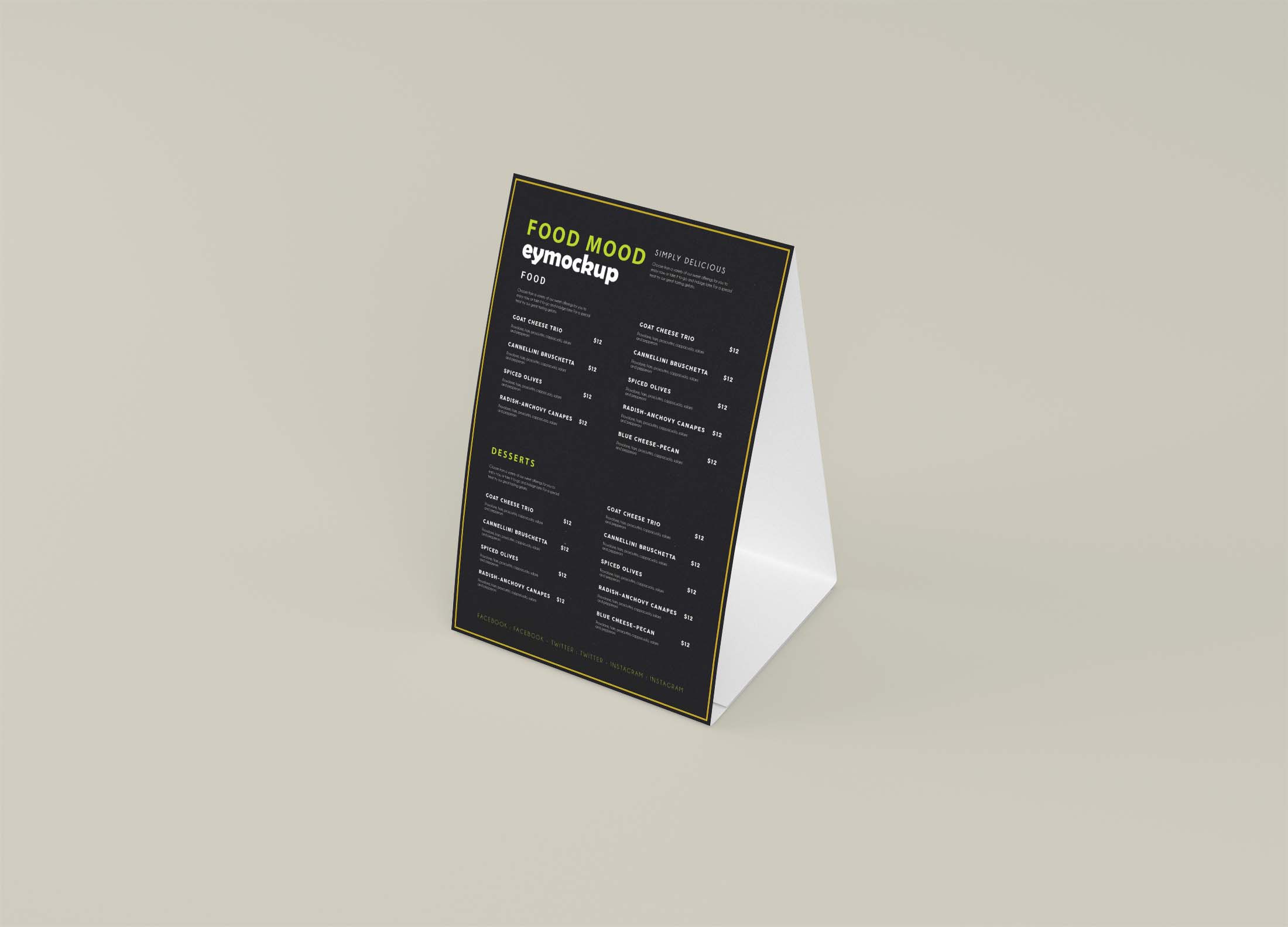 Free Table Tent Mockup Template By Eymockup
